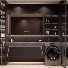  轻奢阳台橡木洗衣机一体柜组合卫生间洗漱台浴室柜洗手池脸盆定制